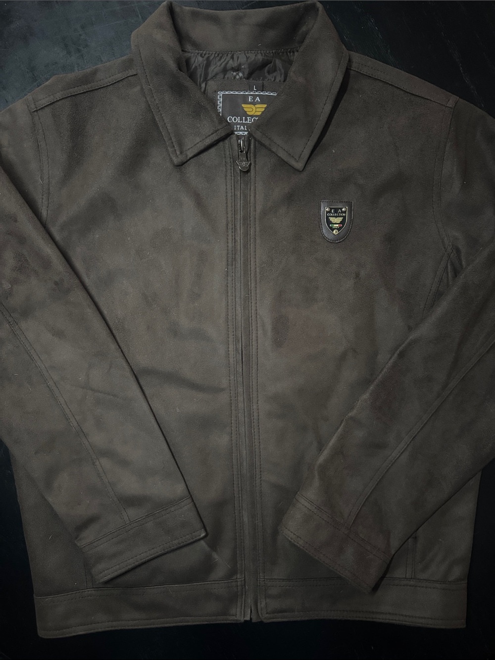Emporio Armani Men's Dark Brown Zip-Front Shirt Jacket